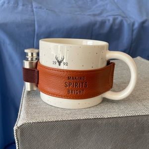 Caribou Coffee Speckled Ceramic Mug with Shot Flask Attached